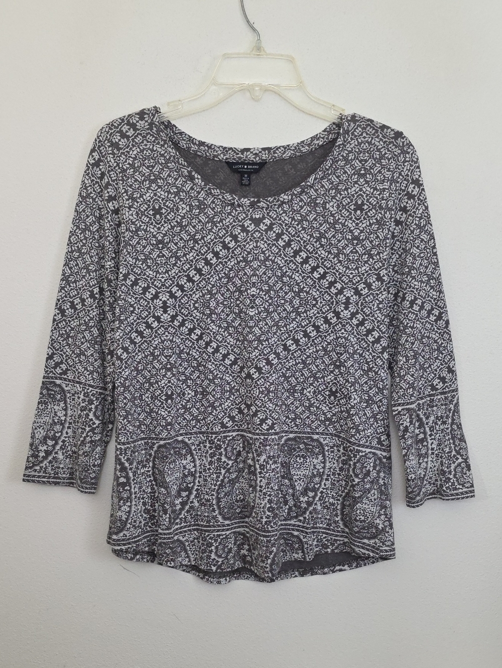 Lucky Brand Brown & Tan Paisley & Floral Pullover Top Womens M
